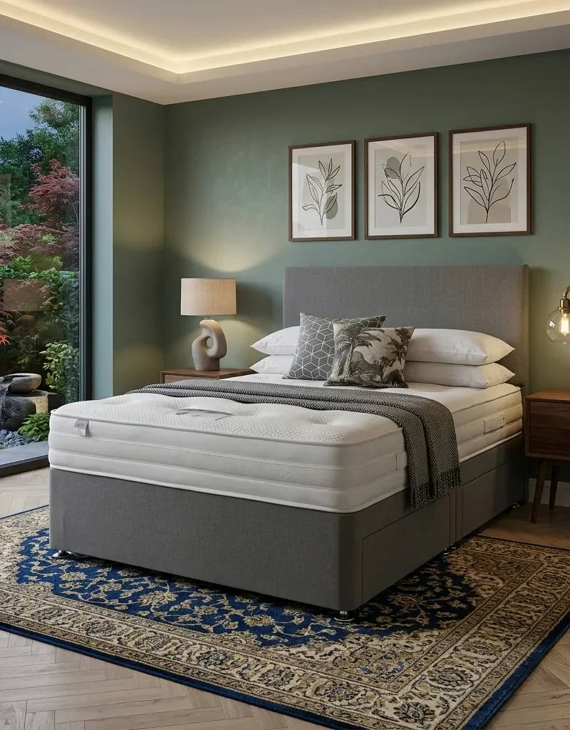 King Size Divan Bed with Mattress & Headboard