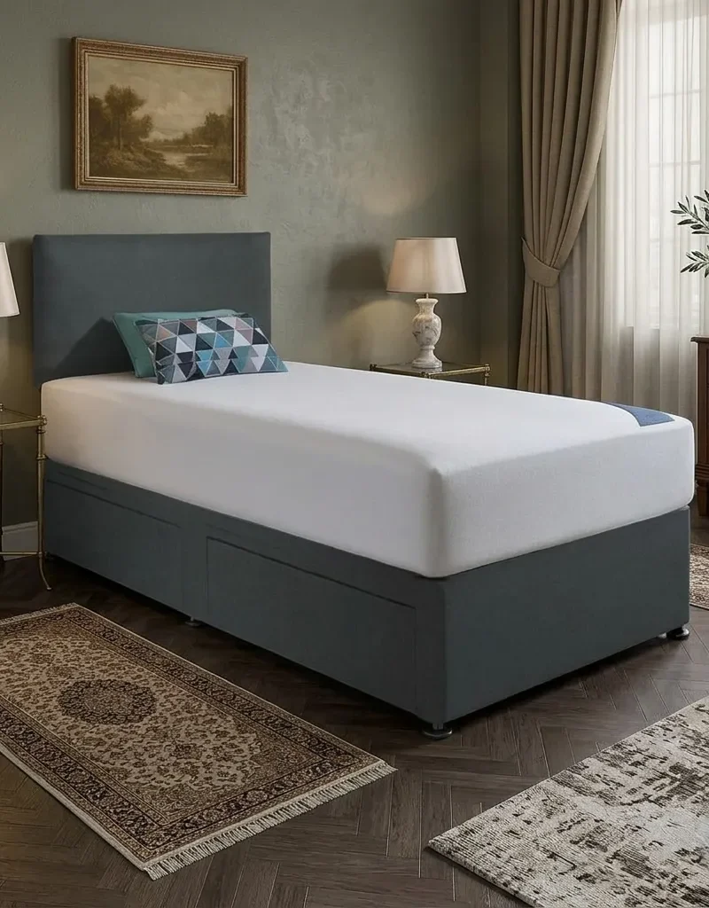 Single Divan Bed with Mattress & Headboard