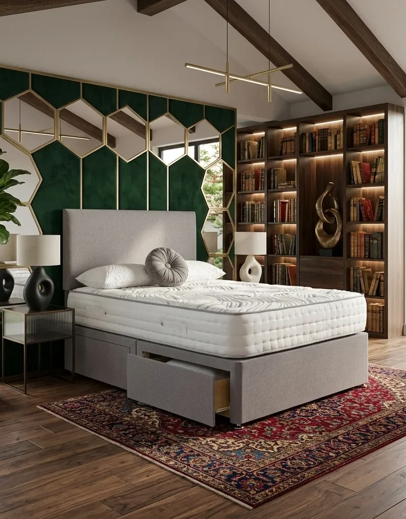 Super King Size Divan Bed with Mattress & Headboard