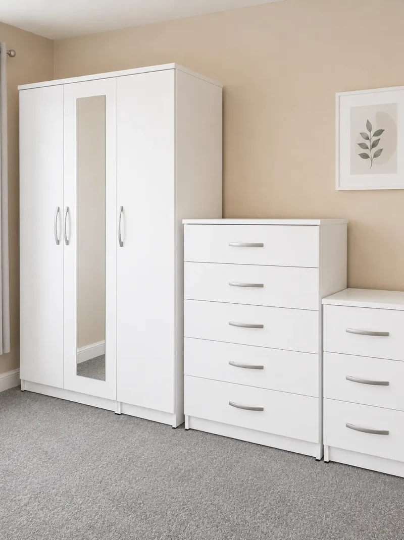 3-Door-Mirrored-Plain-Wardrobe-Set-white